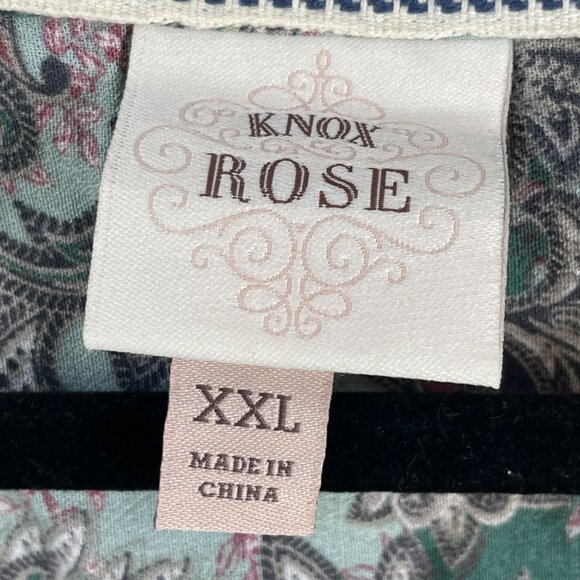 Knox Rose Womens Plus XXL Paisley Long Sleeve Boho Blouse Top - Picture 4 of 10